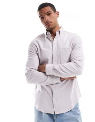 Asos Design Brushed Oxford Shirt In Purple