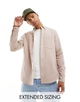 Asos Design Brushed Oxford Shirt In Soft Pink In Pink