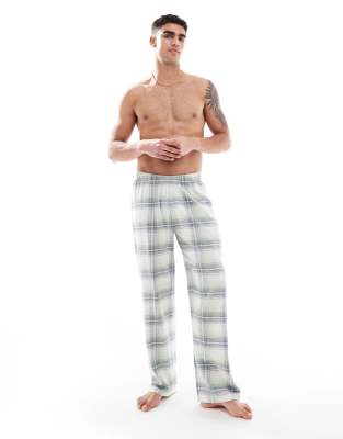 Asos Design Brushed Plaid Lounge Bottoms In Gray