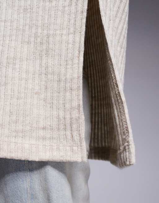 ASOS DESIGN brushed rib knit off the shoulder top in cream