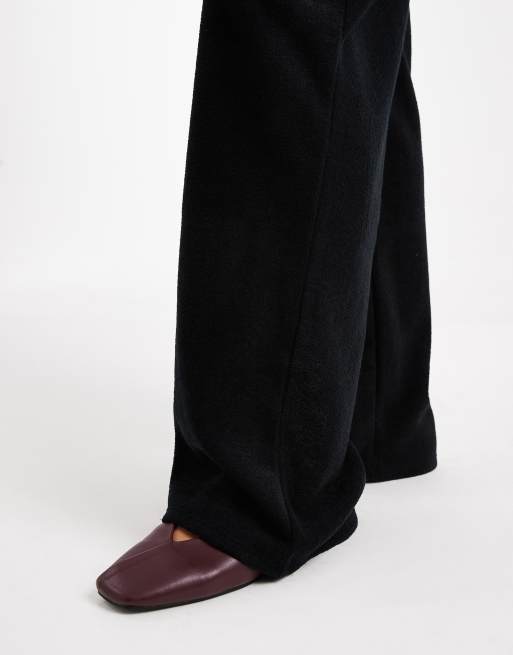ASOS DESIGN brushed rib knit wide leg pants in black - part of a set, 4 of 5