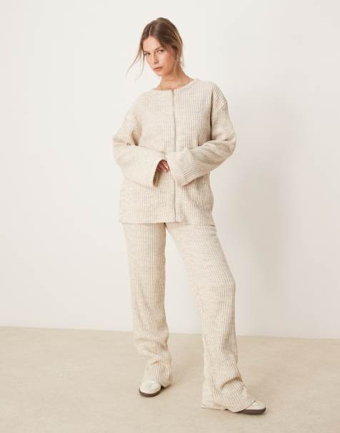ASOS DESIGN brushed set in ecru - view 1