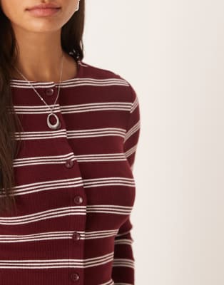 Asos Design Brushed Stripe Button Through Top In Red