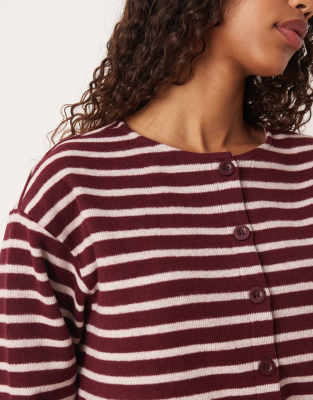 Asos Design Brushed Striped Button Up Top In Multi