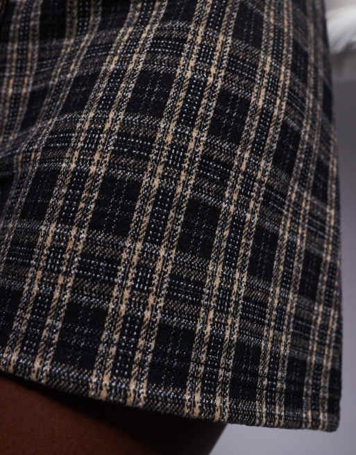 ASOS DESIGN brushed tailored shorts in chocolate check print