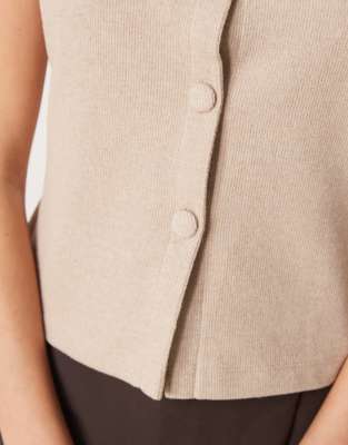 ASOS DESIGN brushed vest in cream