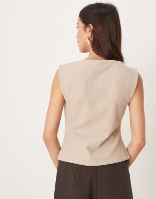 ASOS DESIGN brushed vest in cream
