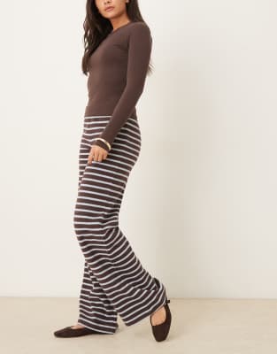 Asos Design Brushed Wide Leg Pants In Blue