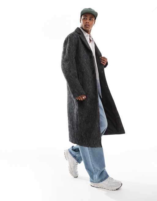 ASOS DESIGN brushed wool look overcoat in grey ASOS