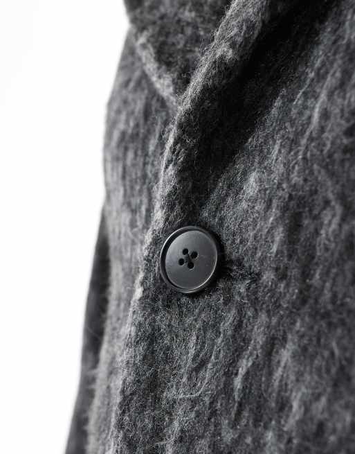 ASOS DESIGN brushed wool look overcoat in grey, 2 of 4