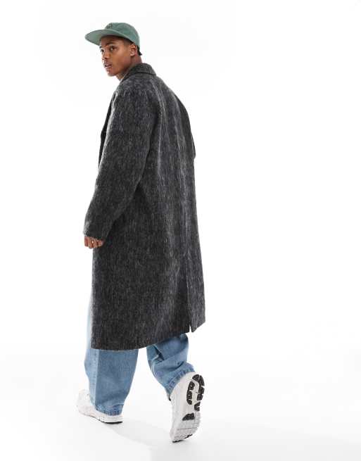ASOS DESIGN brushed wool look overcoat in grey, 4 of 4