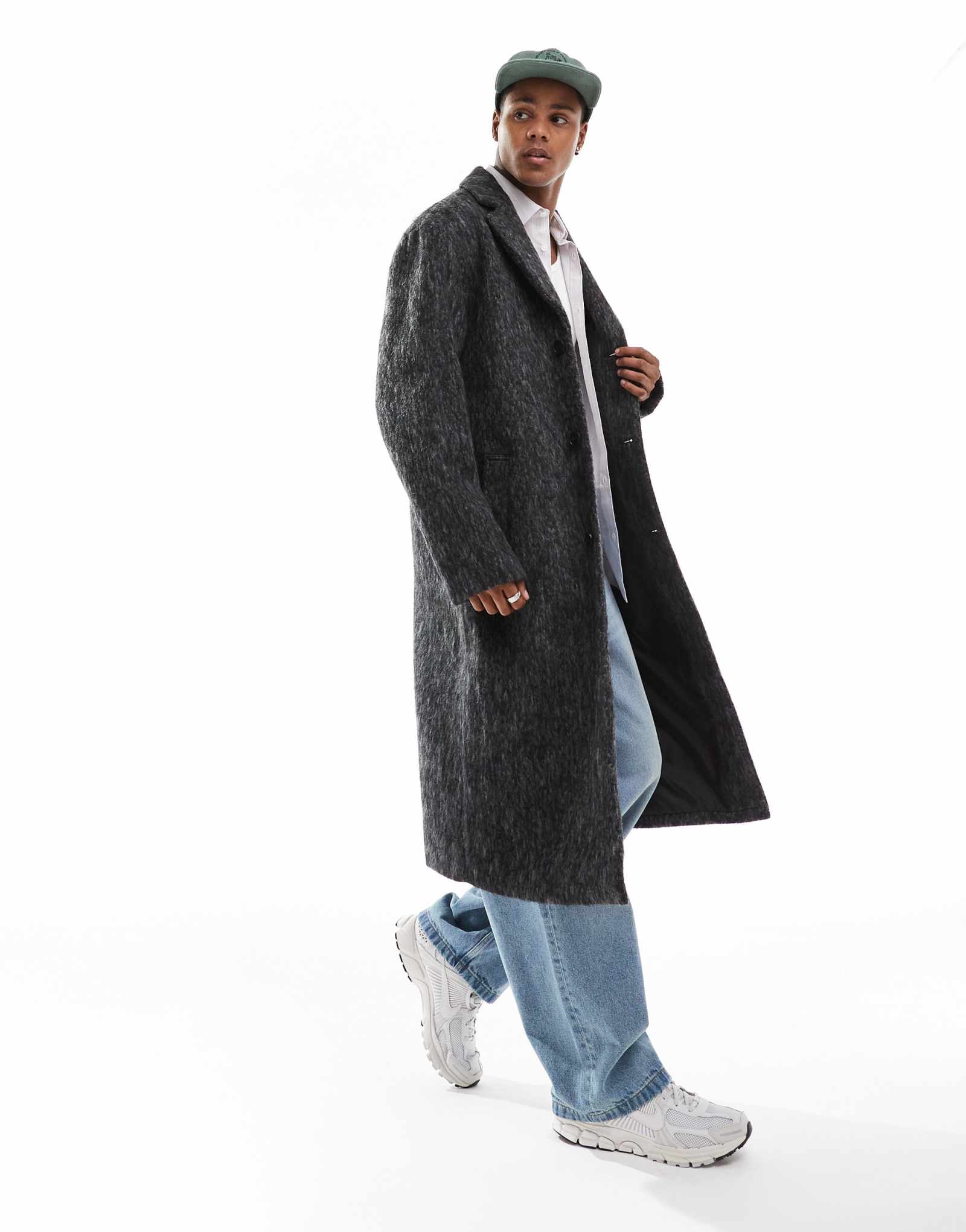 Пальто из матовой шерстяной смеси ASOS DESIGN серого цвета