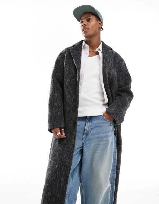 ASOS DESIGN brushed wool mix overcoat in gray