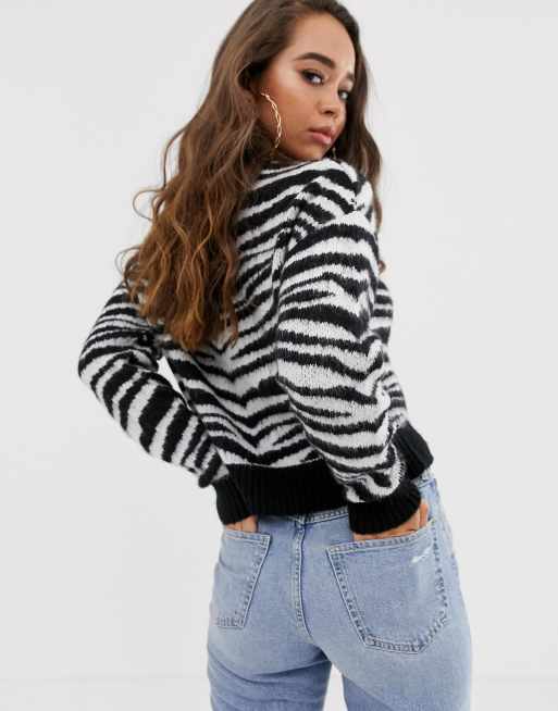 ASOS DESIGN brushed zebra sweater