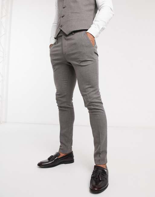 ASOS DESIGN Bryllup - Koksgrå super skinny-habitbukser i mikrotekstur