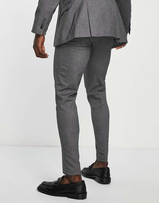 ASOS DESIGN Bryllup - Koksgrå super skinny-habitbukser i mikrotekstur, 3 af 4