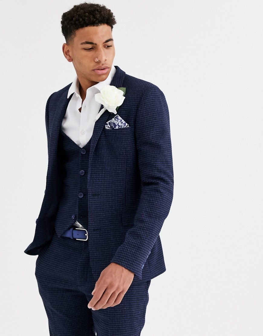 ASOS DESIGN - bryllup - Super Skinny - Suit - Blå miniternet jakke i uldblend