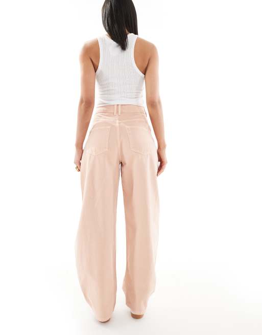 ASOS DESIGN – Brzoskwiniowe jeansy barrel z podwyższonym stanem, 3 z 5