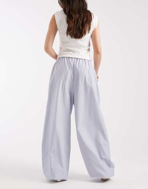 ASOS DESIGN bubble hem balloon trouser in blue stripe, 5 of 5