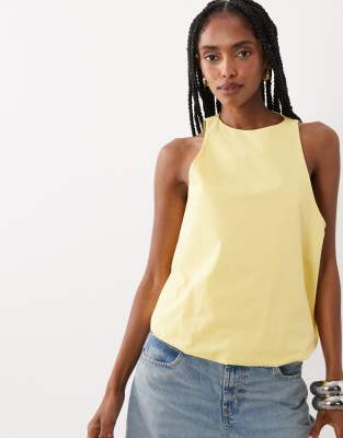 Asos Design Bubble Hem Halter Neck Top In Yellow