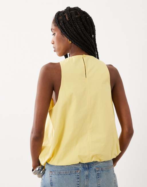 ASOS DESIGN bubble hem halter neck top in buttermilk, 4 of 4