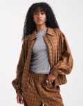 [ASOS DESIGN] ASOS DESIGN bubble hem jacket in mustard check (part of a set)-Yellow M Mustard check