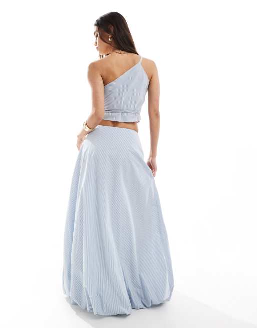 blue bubble skirt dress Violette Bubble Hem Maxi Drs-PEARL BLUE / 10