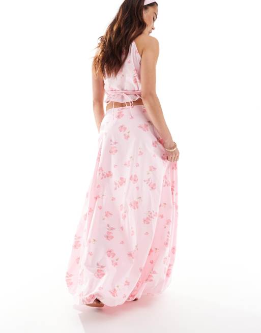 Floral print evening maxi skirt best sale