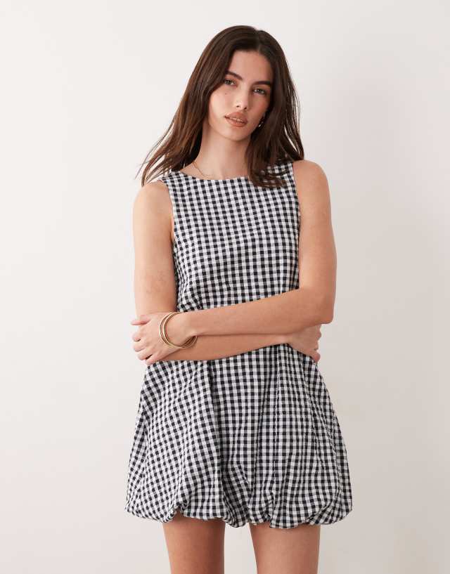 ASOS DESIGN bubble hem mini dress in gingham
