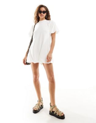 Asos Design Bubble Hem Mini Dress In White