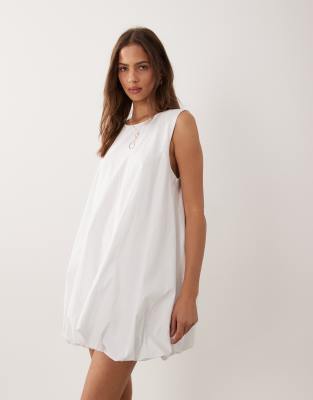 Asos Design Bubble Hem Mini Dress In White
