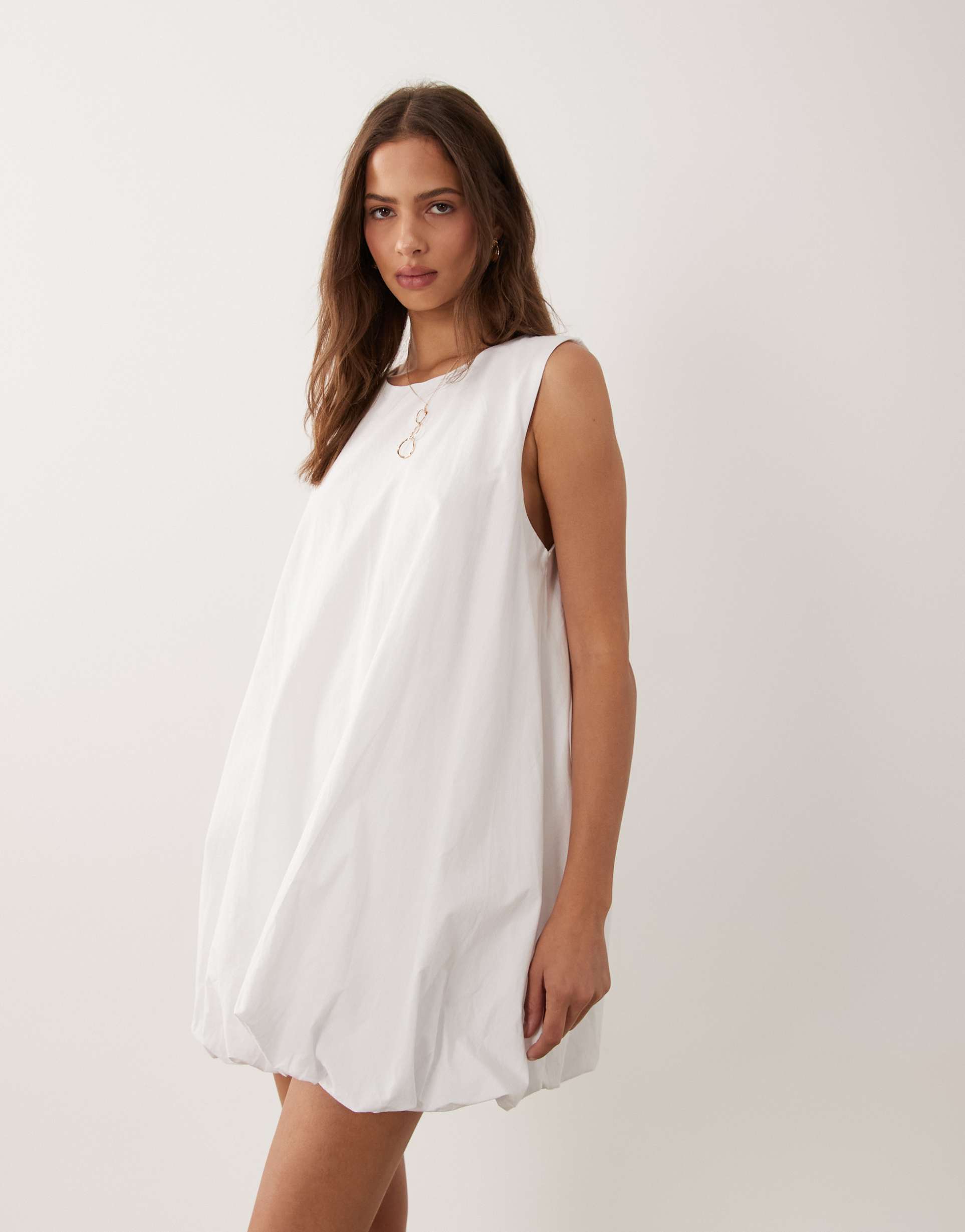 asos design bubble hem mini dress in white
