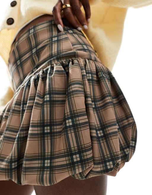 ASOS DESIGN bubble hem mini skirt in check, 2 of 5