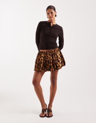 ASOS DESIGN bubble hem mini skirt in leopard print