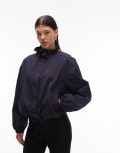 [ASOS DESIGN] ASOS DESIGN bubble hem nylon track jacket in navy XS Navy