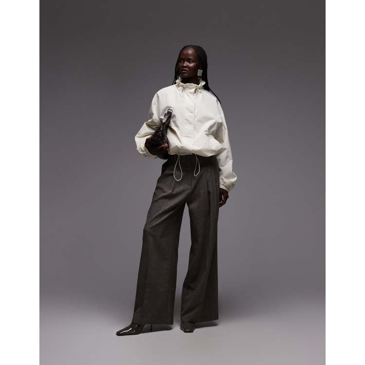 ASOS DESIGN bubble hem nylon track jacket in off white | ASOS