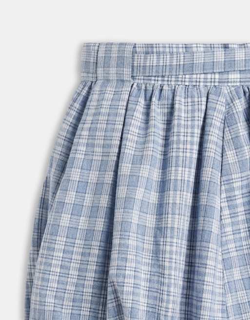 ASOS DESIGN bubble hem short in blue check co-ord, 8 of 9