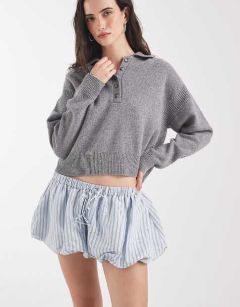 ASOS DESIGN bubble hem shorts in blue stripe - view 1