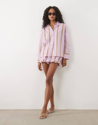 Женские шорты ASOS с объёмным подолом, лилово-полосатые