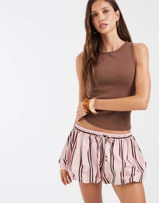 Asos Design Bubble Hem Shorts In Multi