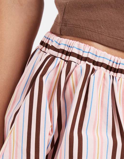 ASOS DESIGN bubble hem shorts in pink stripe, 3 of 5
