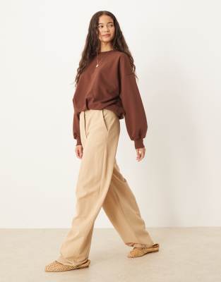 Asos Design Bubble Hem Sweatshirt In Brown