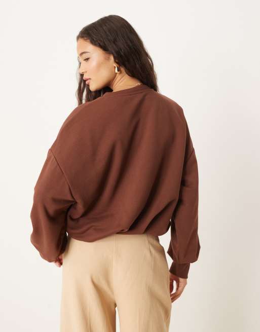 ASOS DESIGN bubble hem sweatshirt in chocolate brown