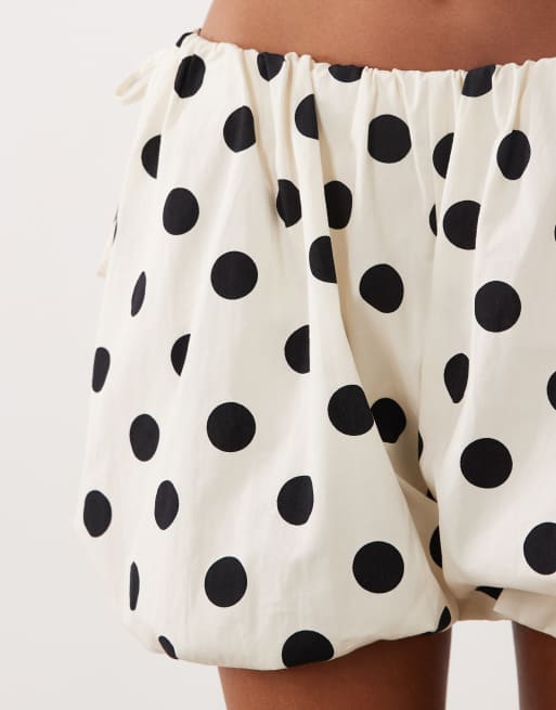 ASOS DESIGN bubble hem tie side shorts in polka dot co ord, 5 of 5