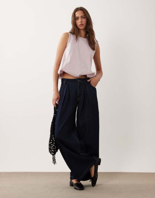 ASOS DESIGN bubble hem top in pink stripe, 2 of 4
