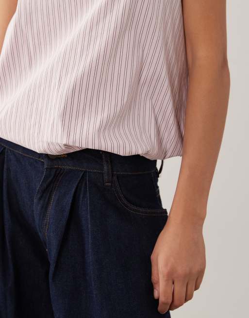 ASOS DESIGN bubble hem top in pink stripe, 4 of 4