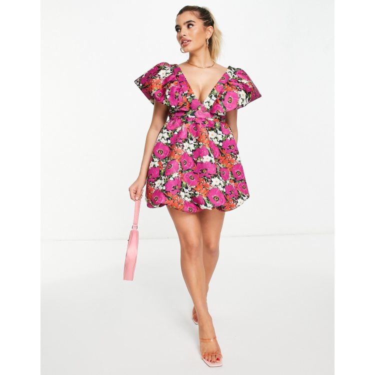 ASOS DESIGN bubble mini dress in pop floral