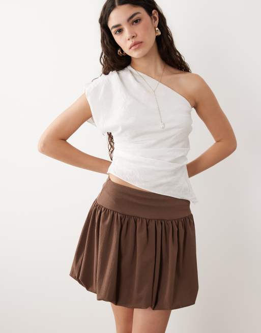 ASOS DESIGN bubble mini skirt in chocolate, 2 of 5