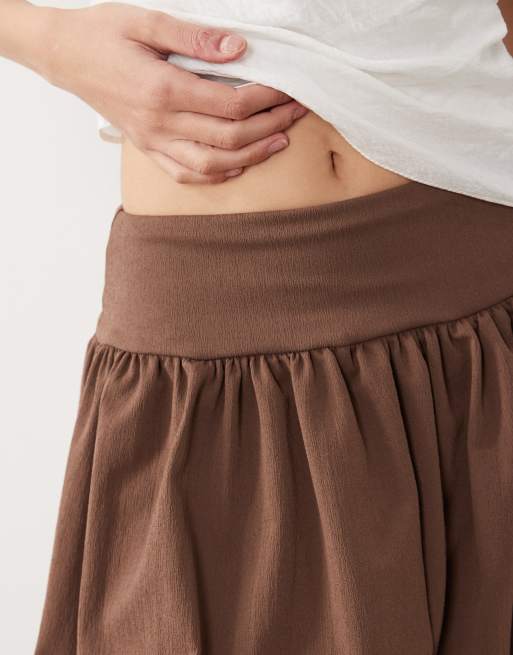 ASOS DESIGN bubble mini skirt in chocolate, 3 of 5