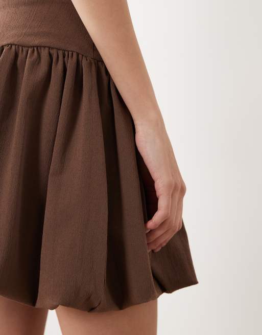 ASOS DESIGN bubble mini skirt in chocolate, 4 of 5
